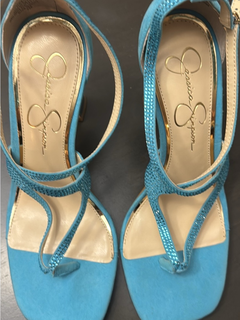 Jessica Simpson Turquoise Blue Strappy Slingback Sandals